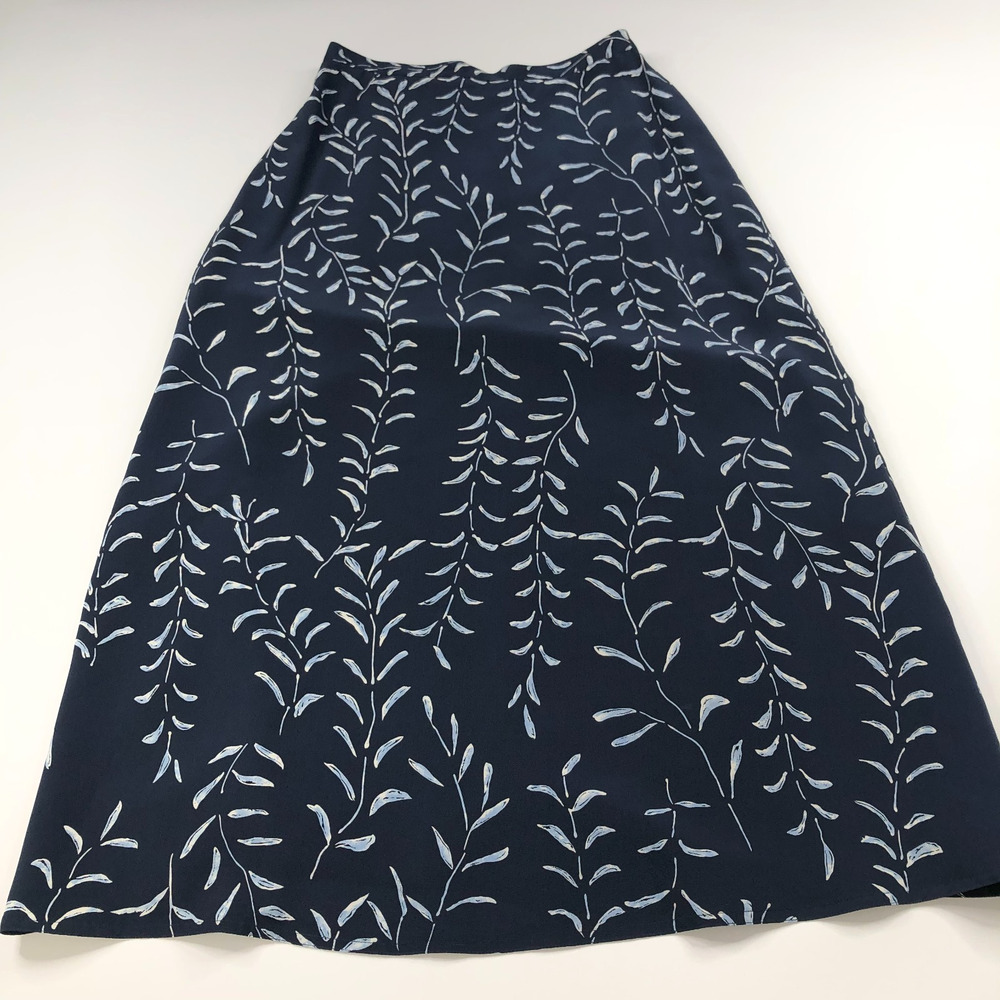 Due Per Due 10 (Fits 29In) 100% Silk Button Zip Lined Maxi Skirt Blue PLS READ